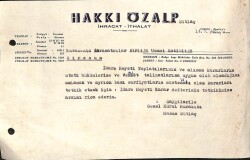 1962 Yılı Hakkı Özalp Karadeniz İhracatçılar Birliği Belgesi - Hasan Sütlaç EFM(N)10002 - 2