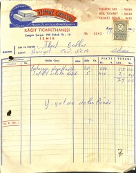 1962 Yılmaz Özyavuz, Hasan Özyavuz Oğlu Sedat Öyavuz Kağıt Ticarethanesi Antetli Islak İmzalı Damga Pullu Fatura EFM(N)12064 - Gökçekoleksiyon