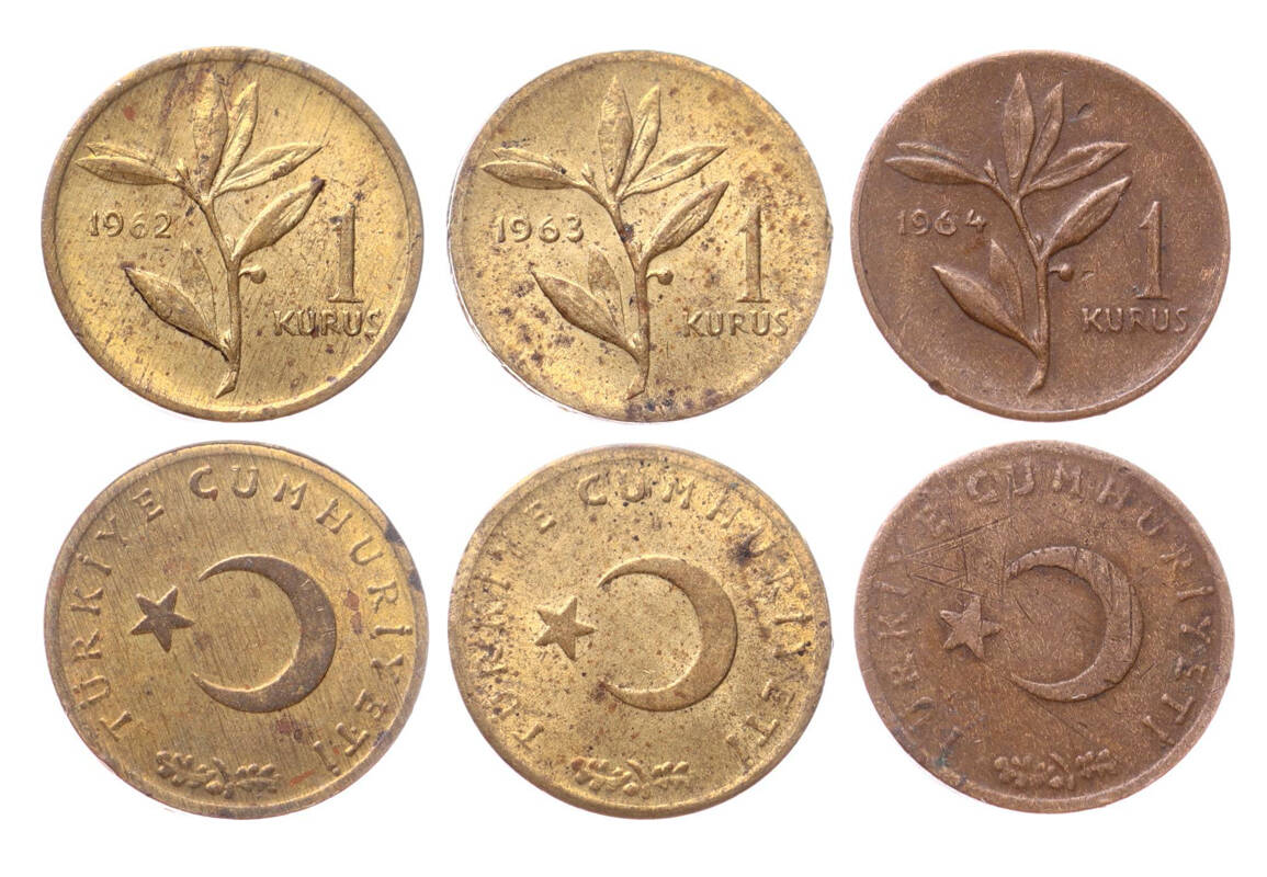 1962/63/64 Yılları 1 Kuruş Lotu (3 Adet) ÇİL/ÇÇT TCM3360 - 1