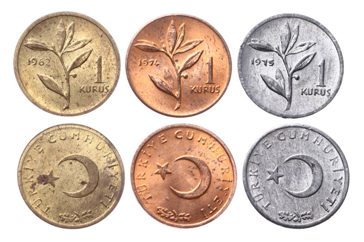 1962/74/75 Yılları 1 Kuruş Lotu (3 Adet) ÇİL TCM3361 - 1