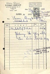 1963 Gülen Gişesi Yılmaz Gürsoy Antetli Islak İmzalı Damga Pullu Fatura EFM(N)12231 - Gökçekoleksiyon