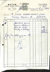1963 Mataş Ticaret Anonim Şirketi - İrfan Kaymak Ve Mehmet Ünal Antetli Islak İmzalı Damga Pullu Fatura EFM(N)12223 - Gökçekoleksiyon