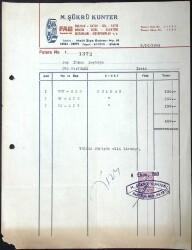 1963 M.ŞÜKRÜ KUNTER Antetli Damga Pullu Fatura EFM(N)11585 - Gökçekoleksiyon