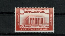 1963 Pakistan Basımı Atatürk'ün Vefatının 25. Yılı Anma Pulu - Erörlü (Hatalı Basım) PPT2424 - Gökçekoleksiyon