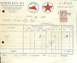 1963 Petrol Ofisi - Caltex Karesi Koll. Şti.Petrol Ofisi Acenteliği Antetli Islak İmzalı Damga Pullu Fatura EFM(N)12229 - Gökçekoleksiyon