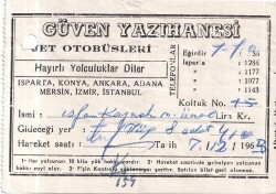 1963 Yılı Güven Yazıhanesi Jet Otobüsleri Eğridir Otobüs Yolcu Bileti.6 Kuruşluk Damga Pullu - 1