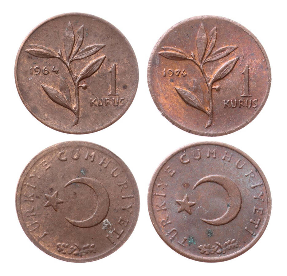 1964/74 Yılları 1 Kuruş Lotu (2 Adet) ÇÇT/ÇİL TCM3362 - 1