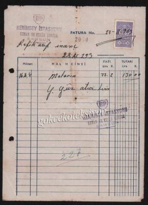 1965 Samsun BP Bayi Kerimbey İstasyonu Faturası EFM175 - 3