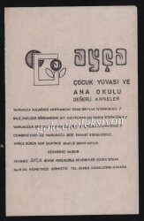 1965 Yılı Ayça Çocuk Yuvası ve Ana Okulu Reklam Broşürü EFM312 - 1