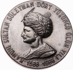 1966 Kanuni Sultan Süleyman 400.Ölüm Yılı Gümüş Madalya MVM812 - Gökçekoleksiyon
