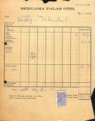 1968 BERGAMA PALAS OTEL Antetli Damga Pullu Fatura EFM(N)10926 - Gökçekoleksiyon