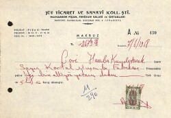 1968 JÜT TİCARET Muharrem Pişan, Feridun Salari Antetli Damga Pullu Fatura EFM(N)10934 - Gökçekoleksiyon