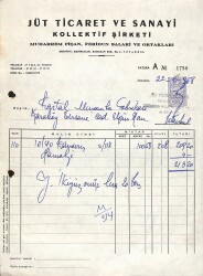 1968 JÜT Ticaret Muharrem Pişan, Feridun Salari Antetli Damga Pullu Fatura EFM(N)10939 - Gökçekoleksiyon
