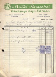 1968 Mülki Karasakal Gümüşsuyu Kağıt Fabrikası Antetli Damga Pullu Makbuz EFM(N)10951 - Gökçekoleksiyon