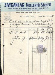 1968 SAYGANLAR İhsan Saygan, Yakup Saygan Ve Ömer Saygan Antetli Damga Pullu Fatura EFM(N)10924 - Gökçekoleksiyon