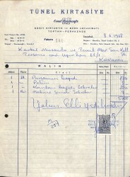1968 TÜNEL KIRTASİYE Antetli Damga Pullu Fatura EFM(N)10933 - Gökçekoleksiyon