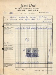1968 Yeni Otel HİKMET TOZMAN Antetli Damga Pullu Fatura EFM(N)10931 - Gökçekoleksiyon