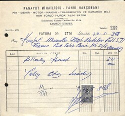 1968 Yunan PANAYOT MİHAİLİDİS ve FAHRİ HAKÇOBANI Motor, Makine Antetli Damga Pullu Fatura EFM(N)10927 - Gökçekoleksiyon