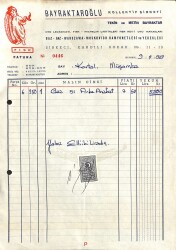 1969 Bayraktaroğlu Kollektif Şirketi - Tekin Ve Metin Bayraktar Antetli Damga Pullu Islak İmzalı Fatura EFM(N)12049 - Gökçekoleksiyon
