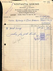 1969 KOSTANTİN KOKİNO Antetli Damga Pullu Fatura EFM(N)10923 - Gökçekoleksiyon