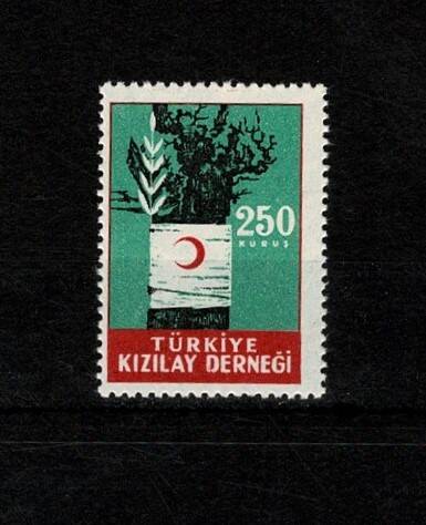 1969 Türkiye Kızılay Derneği Yaralı/Sargılı Ağaç 250 Kuruş Yardım Pulu - MNH PPT2607 - 1