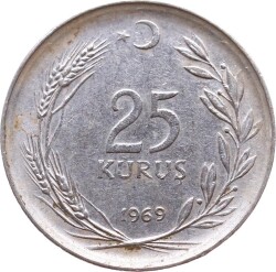 1969 Yılı 25 Kuruş ÇT TCM344 - 1