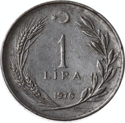 1970 Yılı 1 Lira (Ters) ÇT TCM1389 - 1
