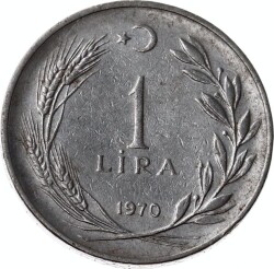 1970 Yılı 1 Lira (Ters) ÇT+ TCM1390 - 1