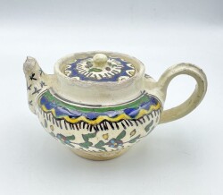 1970’ler Çini Boya Desenli Seramik Sütlük – Vintage Dekoratif Mutfak Objesi AOB3269 - Gökçekoleksiyon