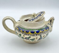 1970’ler Çini Boya Desenli Seramik Sütlük – Vintage Dekoratif Mutfak Objesi AOB3269 - 2