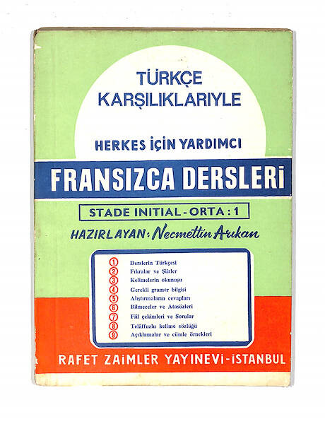 1970's Ortaokul 1.Sınıf Türkçe Karşılıklarıyle Herkes İçin Yardımcı Fransızca Dersleri Kitabı NDR99749 - 1