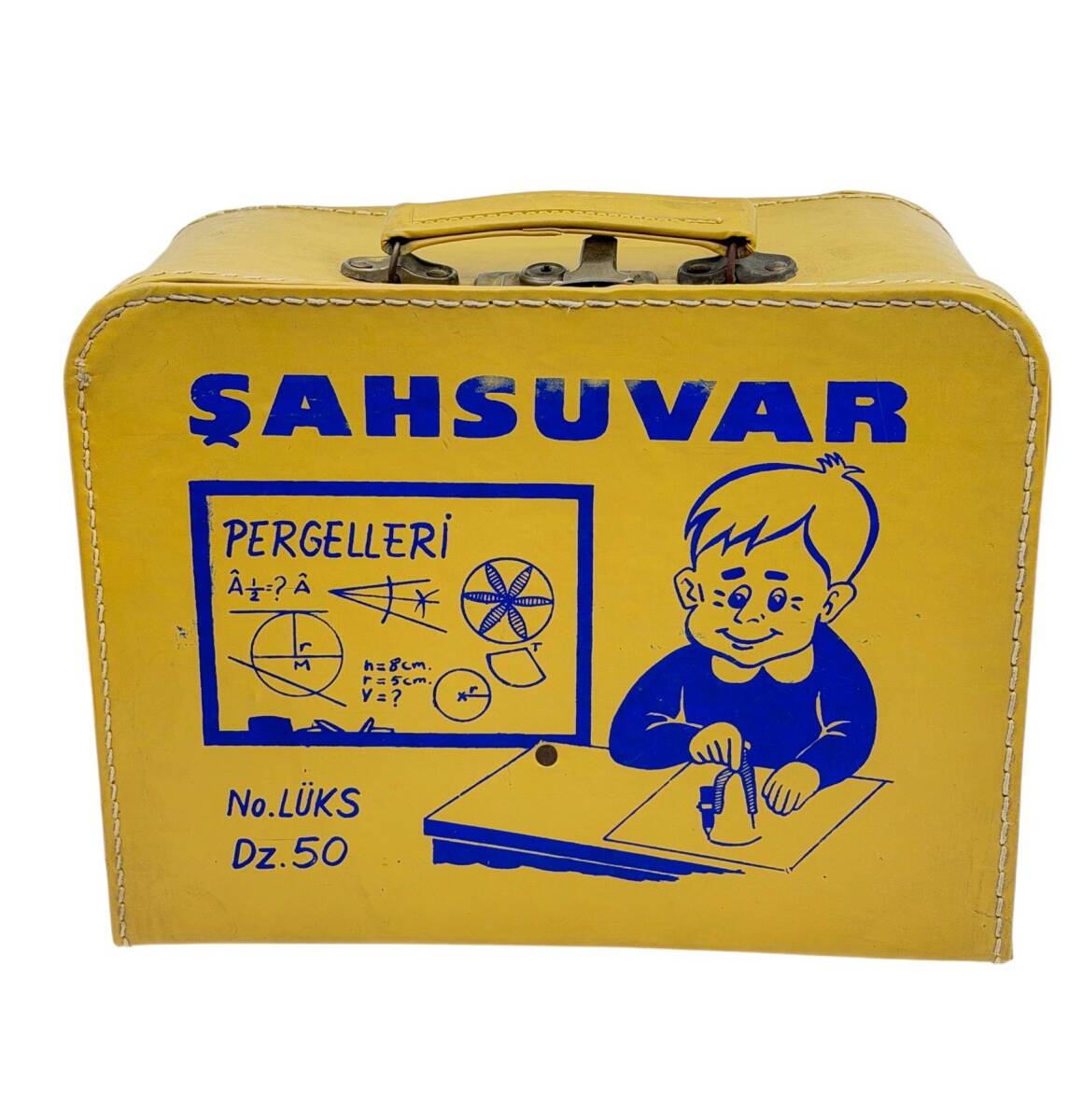 1970's Şahsuvar Pergelleri Görselli Bavul Tip Okul Çantası AOB5285 - 2