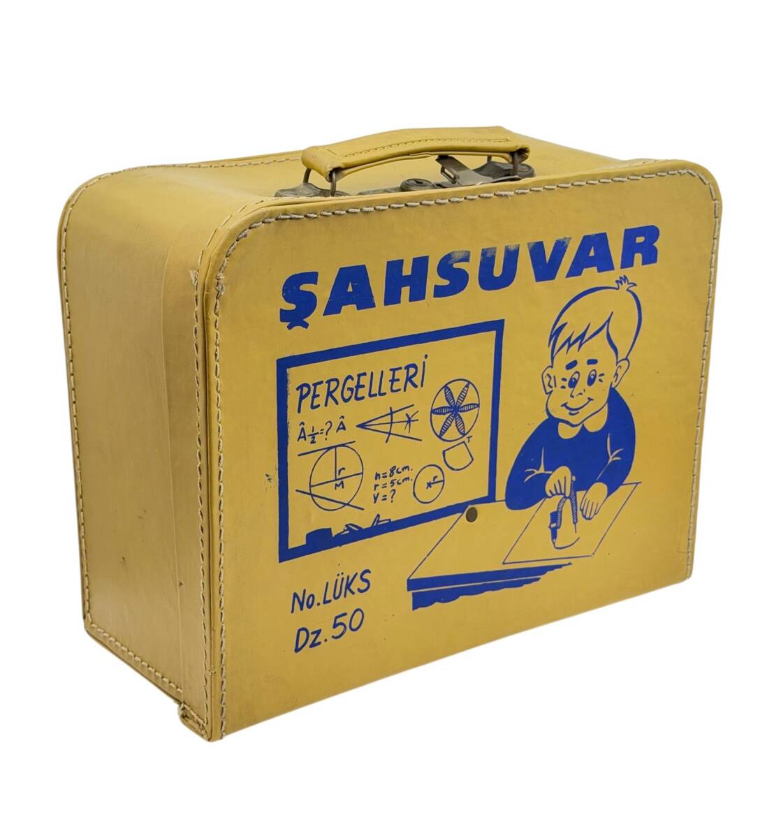 1970's Şahsuvar Pergelleri Görselli Bavul Tip Okul Çantası AOB5285 - 5