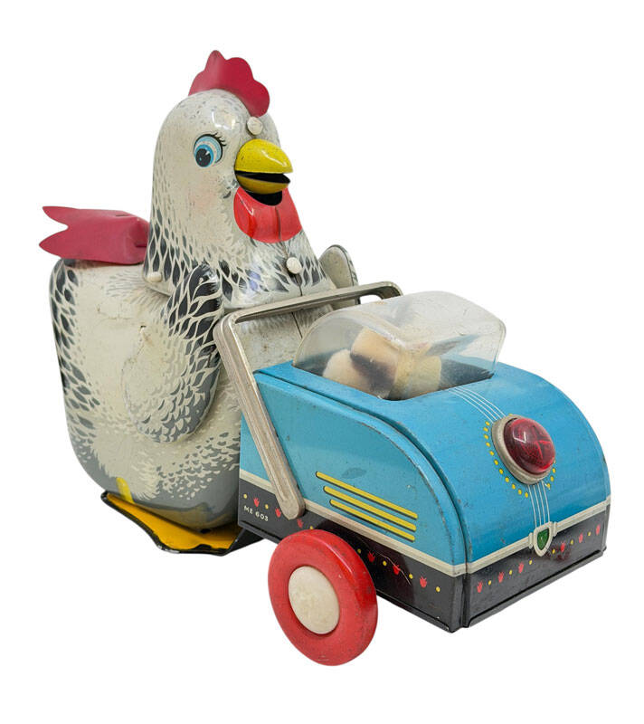 1970's Teneke Oyuncak Pilli Tavuk & Civciv AOB5440 - 3