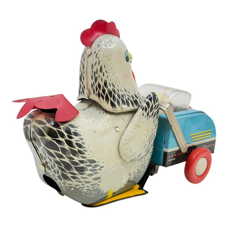 1970's Teneke Oyuncak Pilli Tavuk & Civciv AOB5440 - 4