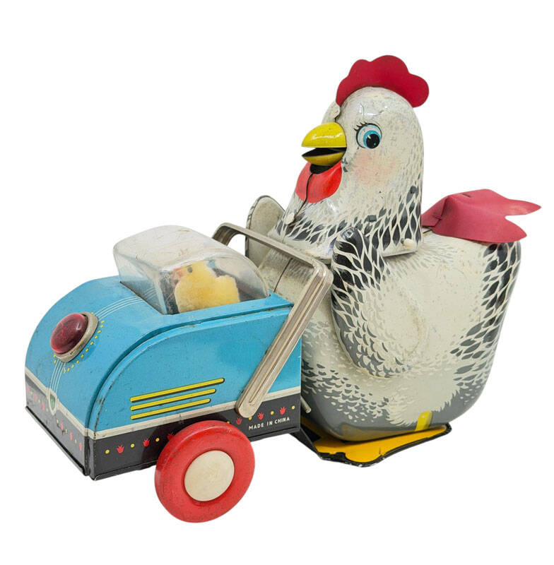 1970's Teneke Oyuncak Pilli Tavuk & Civciv AOB5440 - 7