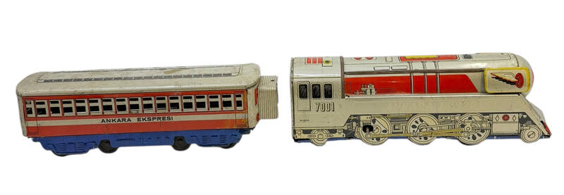 1970's Türk Malı Alasya Teneke Oyuncak Ankara Ekspresi Vagonlu Treni AOB5104 - 7