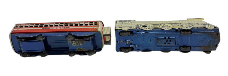1970's Türk Malı Alasya Teneke Oyuncak Ankara Ekspresi Vagonlu Treni AOB5104 - 8