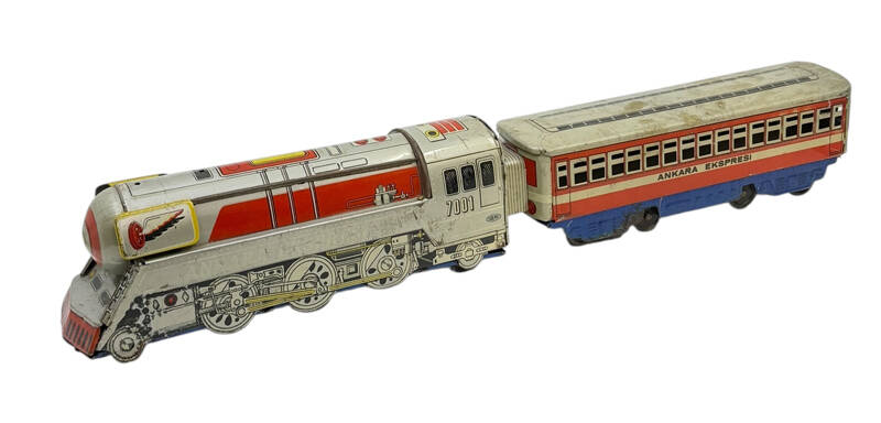1970's Türk Malı Alasya Teneke Oyuncak Ankara Ekspresi Vagonlu Treni AOB5104 - 1