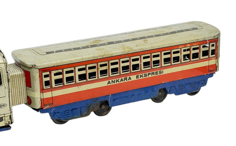 1970's Türk Malı Alasya Teneke Oyuncak Ankara Ekspresi Vagonlu Treni AOB5104 - 4