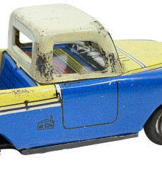 1970's Türk Malı Ne-Kur Sürtme Mekanizmalı Teneke Oyuncak Kamyonet AOB5390 - 4