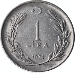 1971 Yılı 1 Lira (Ters) ÇÇT TCM1382 - 1