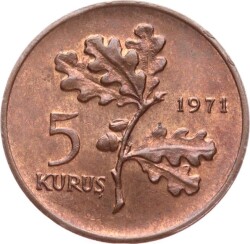 1971 Yılı 5 Kuruş - ÇİL TCM3193 - Gökçekoleksiyon