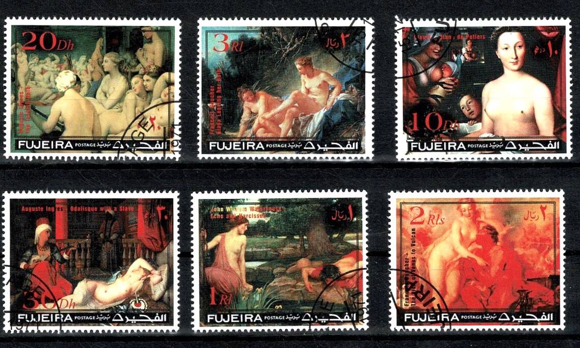 1972 Füceyre Emirliği (Günümüz BAE) Klasik Sanat ve Ünlü Tablolar Damgalı 6'lı Pul Lotu PPT3042 - 1