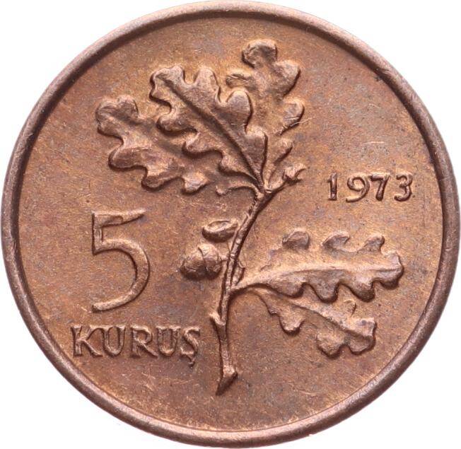 1973 Yılı 5 Kuruş - ÇİL TCM3192 - 3