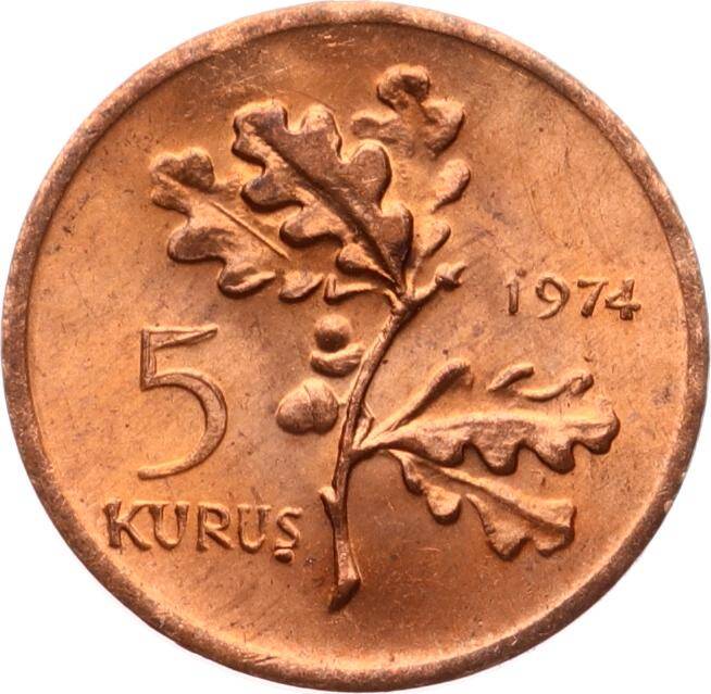 1974 Yılı 5 Kuruş - ÇİL TCM3179 - 1
