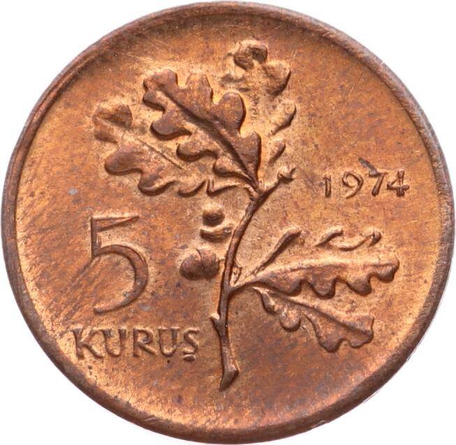1974 Yılı 5 Kuruş - ÇİL TCM3236 - 1