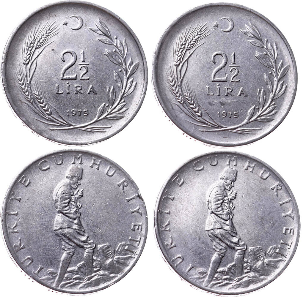 1975 Yılı 2½ Lira (Ters-Düz Takım) - ÇÇT TCM3199 - 3