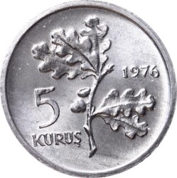 1976 - 5 Kuruş FAO (Kadının Süsü Kültür ve Erdem Olmaldır) ÇİL FAO24 - 2