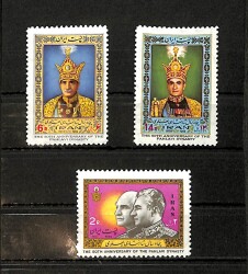 1976 İran Pahlavi Hanedanı 50.Yılı Pul Serisi - 3'lü Set, Damgasız (MNH) (Iran Stamp) PPT2362 - Gökçekoleksiyon